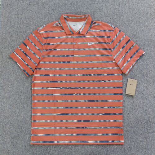 Nike Victory Polo Shirt Mens Medium Multi Colour Dri-Fit Stripe Golf Summer