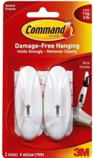 Command White Wire Hooks, General Purpose Organize Damage-Free Hanging Easy Use