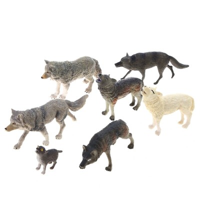 7 Pieces Wolf Animal Figurines Set Children for Imaginative for Play