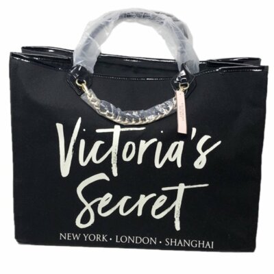 ☆Victoria's secret 最新シンプルオンブレキャンバスバッグ☆ New Victoria's Secret Canvas Tote Bag Black White City New