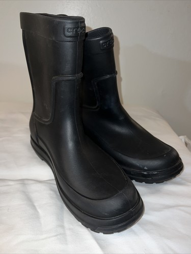 Black Crocs Allcast Men's Waterproof Rain Boots Size 9 - Picture 4 of 7