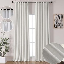 100 Blackout Curtains 84 Inches Long 2 Panels Set Faux Linen Thermal Insulated