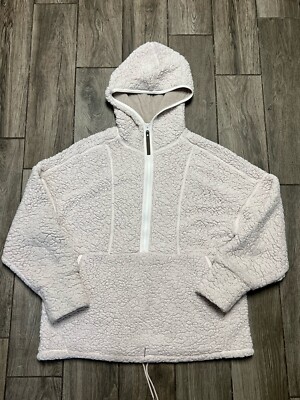 Women's PRANA Jacket S Pink Hue -1/2 Zip Sherpa Hoodie Jacket Lined  Pockets