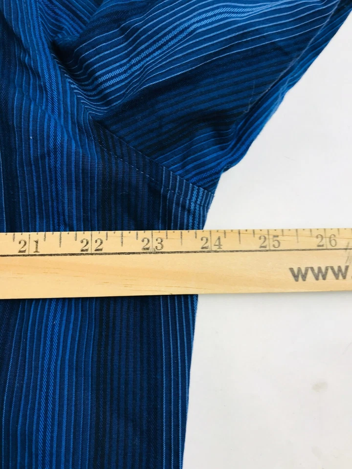 Van Heusen Studio 衬衫男式 XL 码蓝色条纹修身纽扣长袖 — 第 3/4 张图片