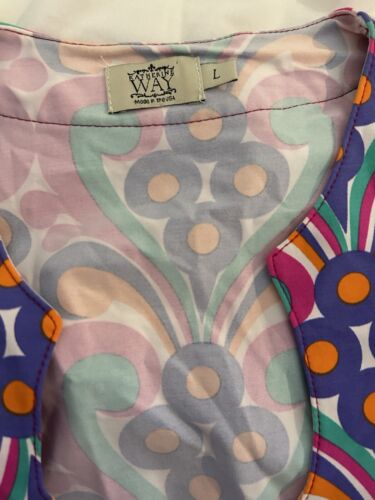 Katherine Way Sleeveless Colorful Blouse Shirt Size Large Made In The USA - Picture 2 of 6
