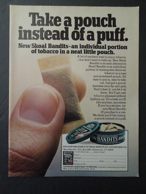 bandit chewing tobacco Skoal (tobacco) 1986 Skoal Bandits Straight Tobacco