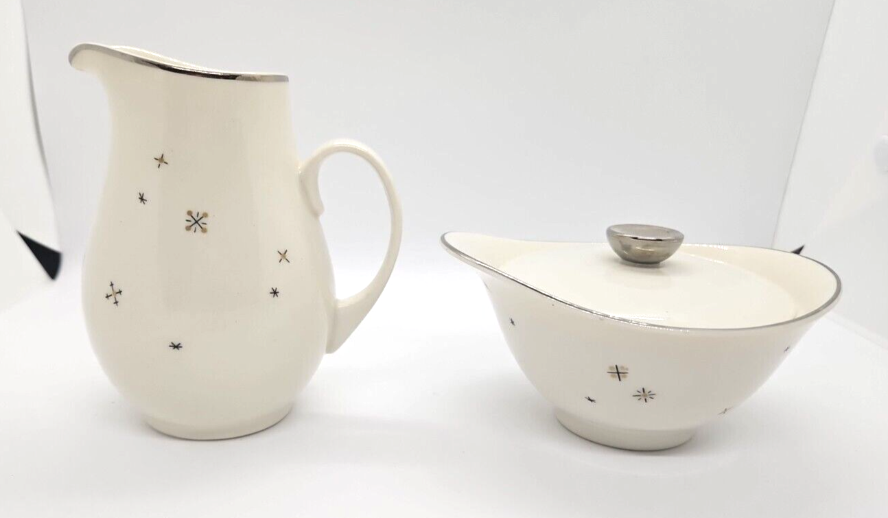 RARE Vintage Syracuse China Evening Star Sugar and Cream Set MCM Atomic