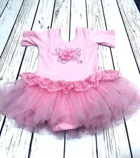 Girls Wenchoice Dancewear Pink Leotard with Ruffled Tutu Attached Size Large