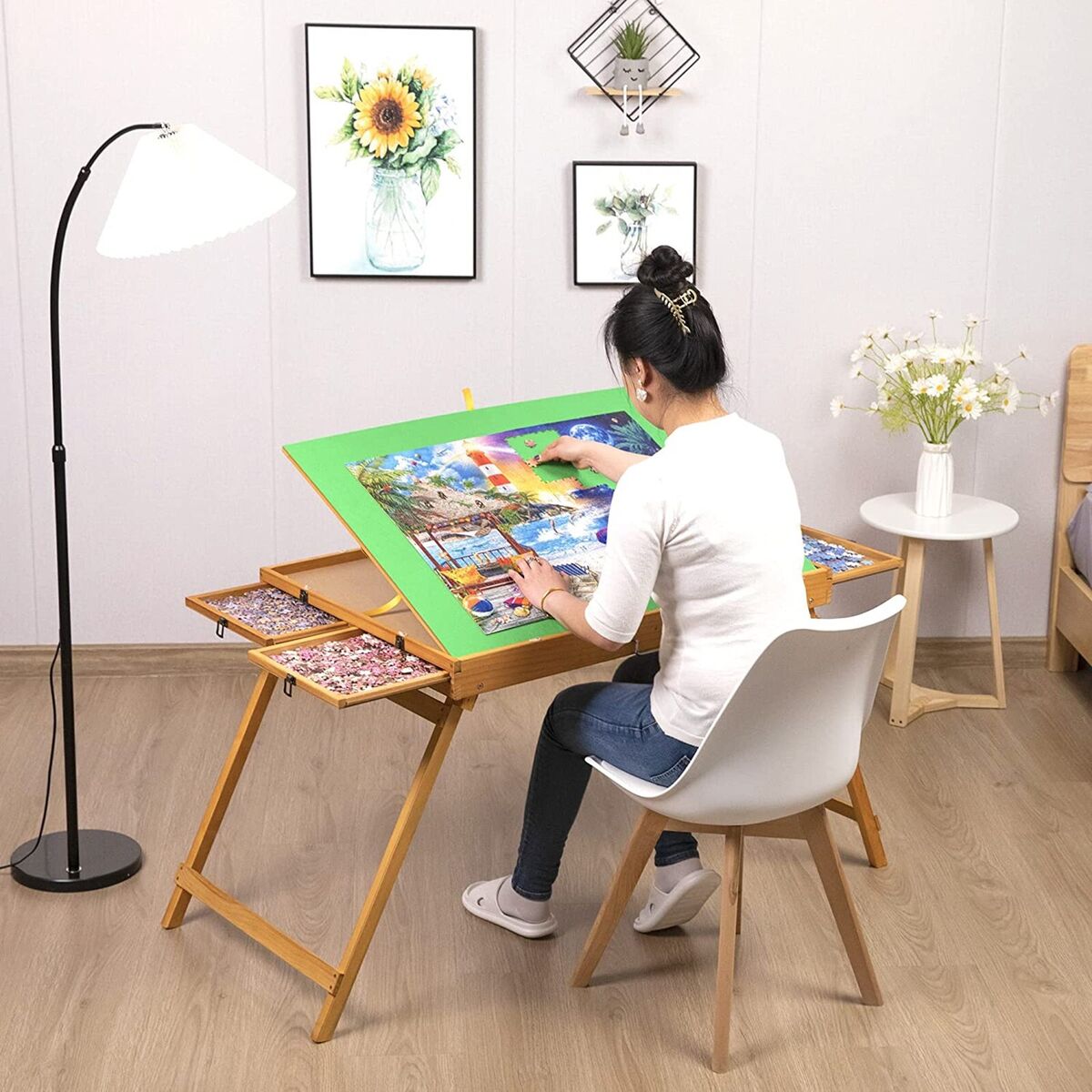 Jigsaw Puzzle Table with Adjustable Bracket for Up to 1500 Pieces