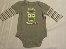 Halloween Grey Long Sleeve Silly Monster Bodysuit 0-3 Month NWT
