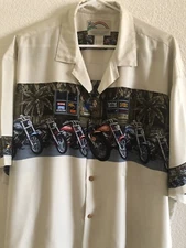 Paradise Found Tiki Biker Bar Authentic Hawaiian Shirt Men's XL motorcycle Rayon