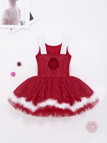 Kids Girls Sequins Tutu Dress Figure Ice Skating Dresses Christmas Dance Costume - 第 54/107 張圖片