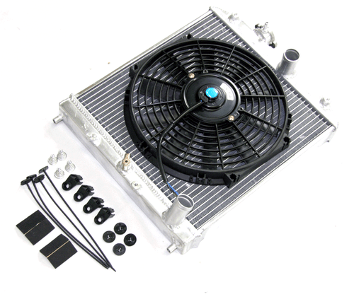 For 94-01 Acura Integra DC 2 Row Aluminum Radiator Half Size M/T  12" Fans Black - Bild 1 von 3