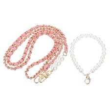 Purse Chain Strap, Replacement Strap with Phone Lanyard, 49 Inch, Gold  Pink