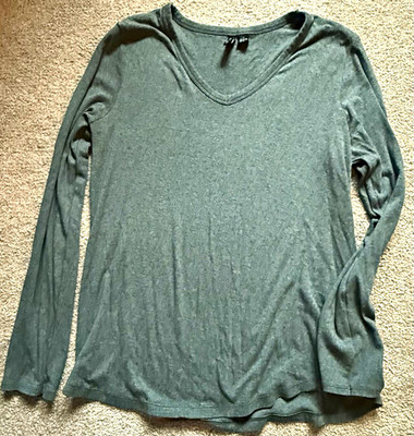 Cynthia Rowley Women s XL Gray V-Neck Long Sleeve Knit Stretch Pullover Tee
