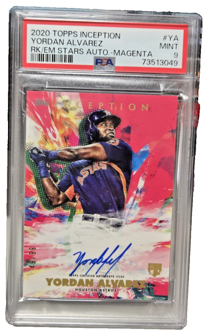 2020 TOPPS INCEPTION YORDAN ALVAREZ #RESA-YA MAGENTA AUTO RC #'D 49/99 AU PSA 9