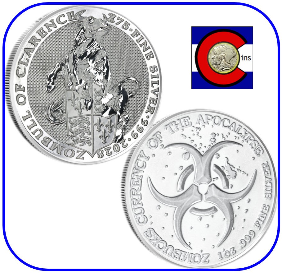 2025 (2028) Zombucks World Zombull BU 1 oz 0.999 Silver Round/Coin