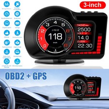 OBD2 GPS Car HUD Gauge Head Up Display Speedometer Turbo RPM Temperature Alarm