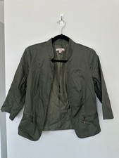 Roz & Ali Open Front Zip Pocket Blazer Size S...