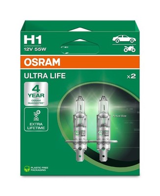 2 Glühlampen H1 12V 55W P14.5s OSRAM ULTRA LIFE passend für diverse PKW