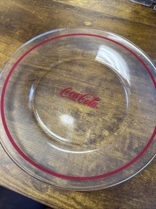Coca-Cola Clear Glass Red Logo 10” Dinner Plate Anchor Hocking