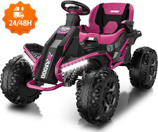 24V 4X4 Ride on Toys for Big Kids Aged 3-12 Rose Red-4X200W Motors, 5MPH, Wide A