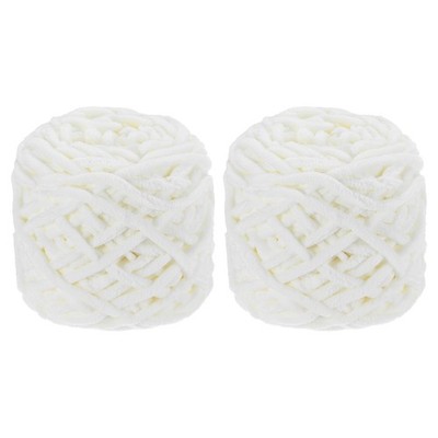 2 Stränge Raupengarn Chunky 200g/7oz zum Häkeln 45m/49yd (milchweiß)