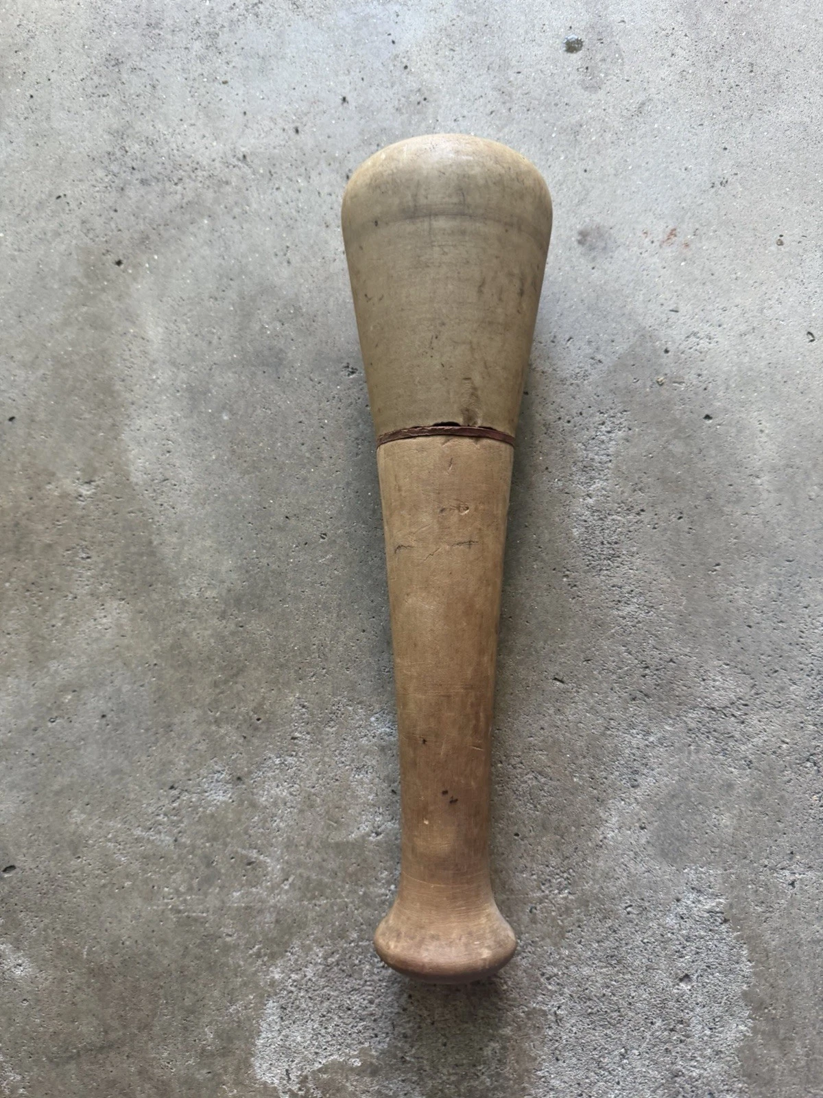 Antique Pharmacist Porcelain & Wood Handle Pestle Apothocary - Large 12 Stamp