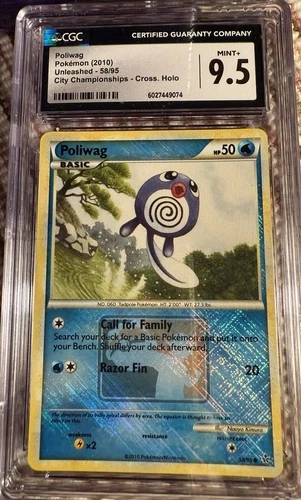 Poliwag 2010 Unleaded 58/95 City Championships  Cross Holo Stamp CGC 9.5