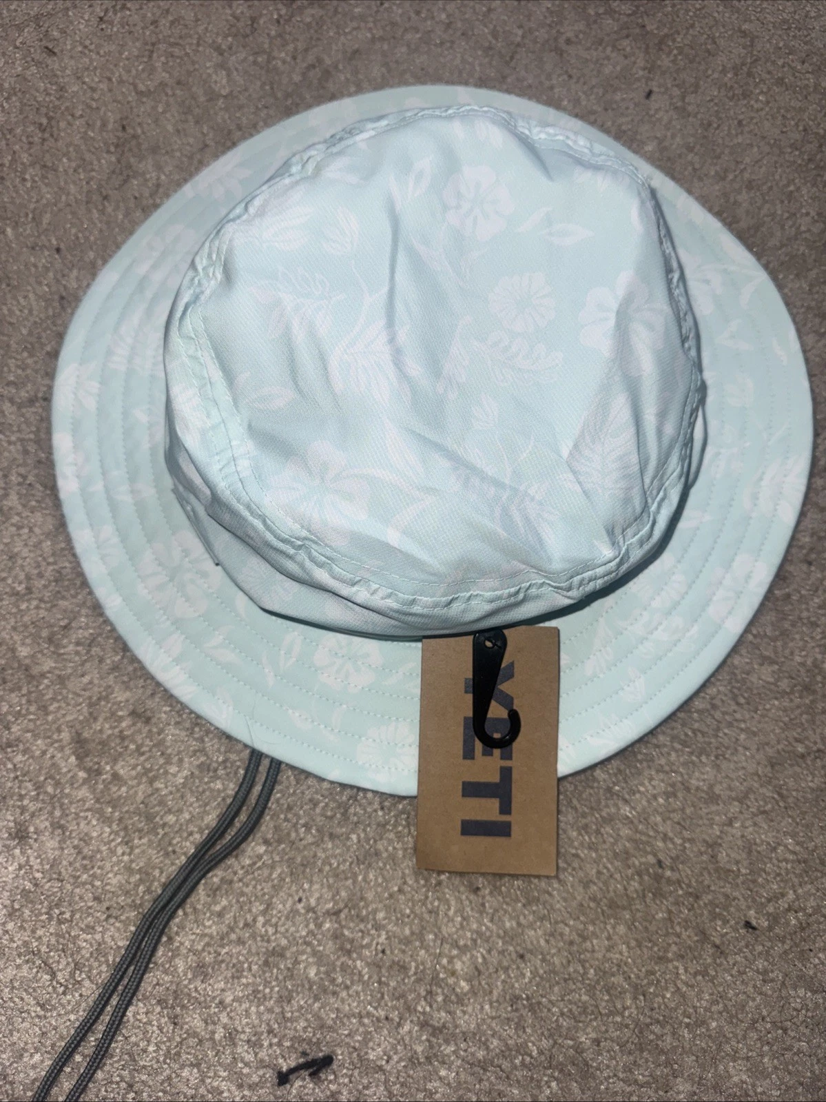 YETI Bucket Hat L/XL Mint Green Floral Boonie Sun Fishing Outdoor
