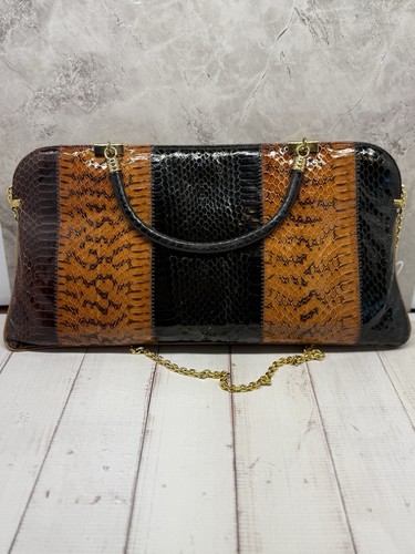 Vintage 1970’s Caprice Snakeskin Purse With Gold Chain