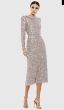 Mac Duggal Mauve Embellished Floral Long Sleeve Midi Dress Sz 6 NWT $498 #93595