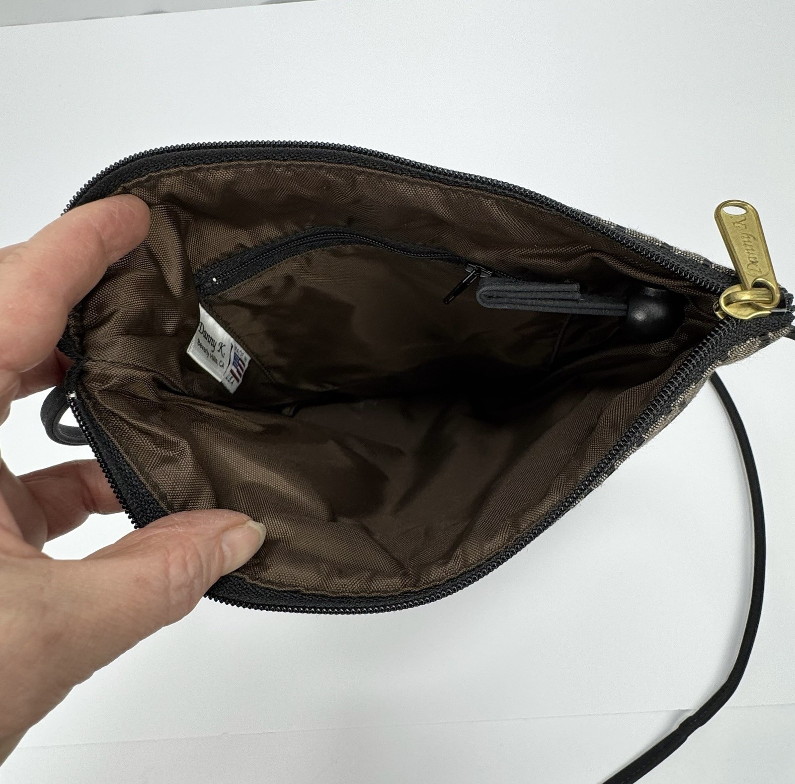 Brown Geometric Patchwork Tapestry Crossbody Bag … - image 7