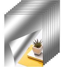 Zonon Flexible Mirror Sheets Self Adhesive Non Glass 9 x 13 Inches, White