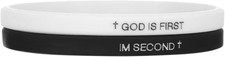 2Pcs GOD IS FIRST BRACELET, GOD IS FIRST SECOND Bracelets, Christian Rubber Brac