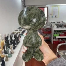 4.5LB 7.4" Natural Xiuyan Jade Snoopy Dog Carved Crystal Decor Figurine Reiki