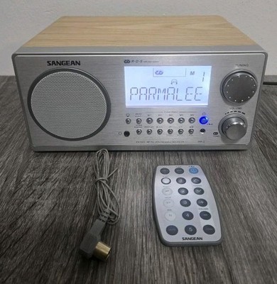 Sangean WR-2 AM FM RBDS Radio Digital Tuning White Cabinet Retro W/ Remote WORKS