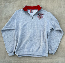 Vintage 90s Disney 1/4 Zip Sweatshirt Grey L/XL Pullover VTG Cartoon