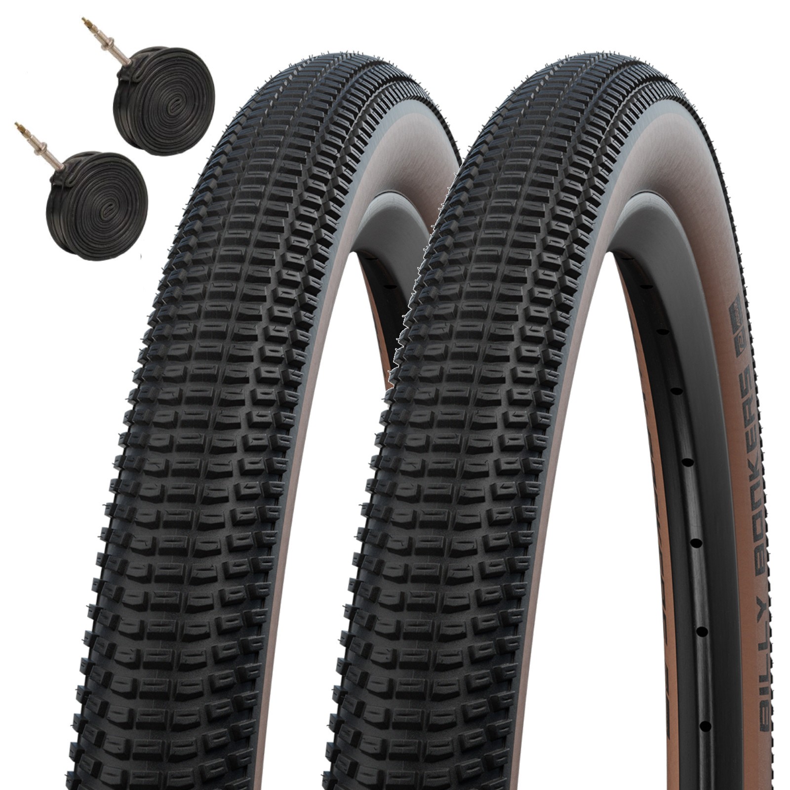 Schwalbe Billy Bonkers 26 x 2.10 Pair of Tyres with Presta Tubes Bronze Tan