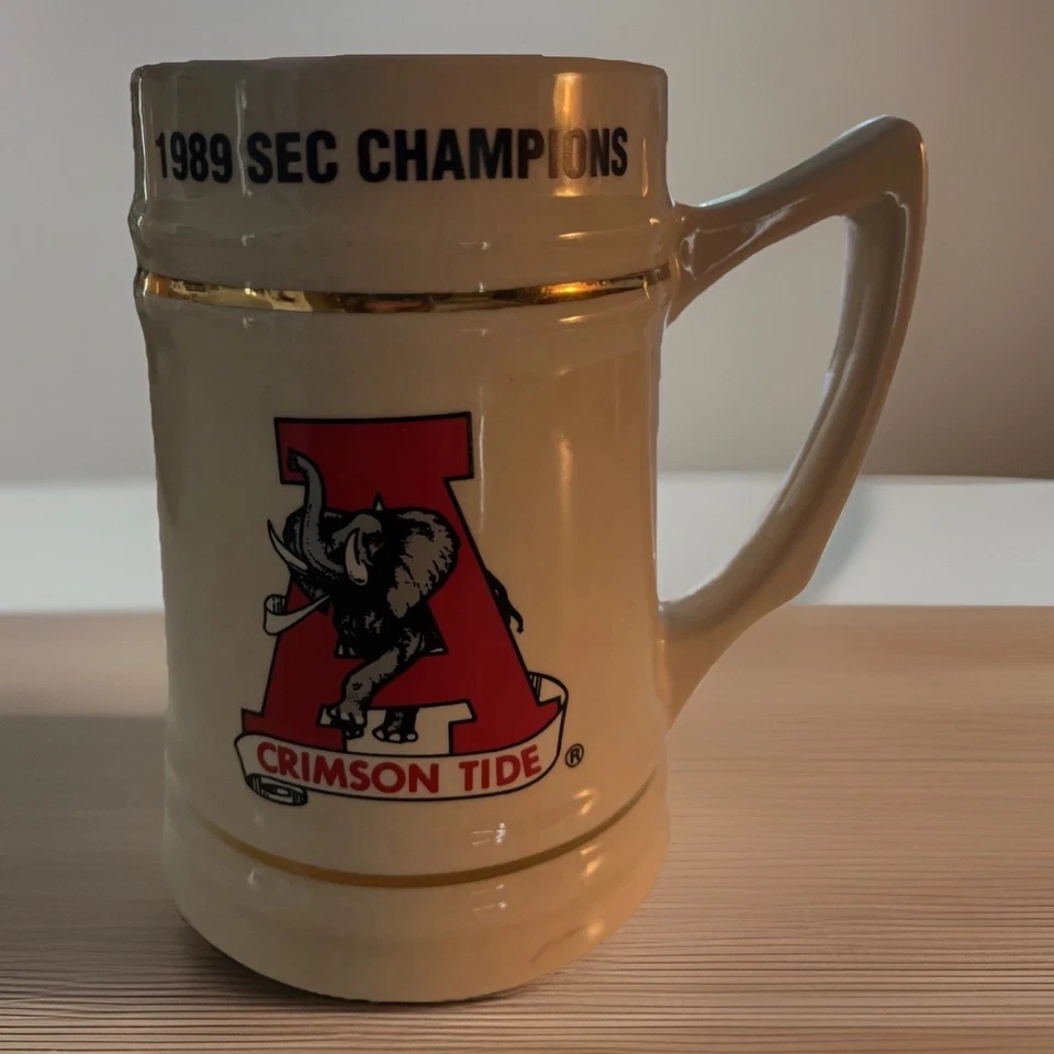 Керамическая кружка Alabama Crimson Tide 1989 SEC Champions ~6 дюймов в высоту X 5,5 дюйма в ширину как новая - Изображение 2 из 4