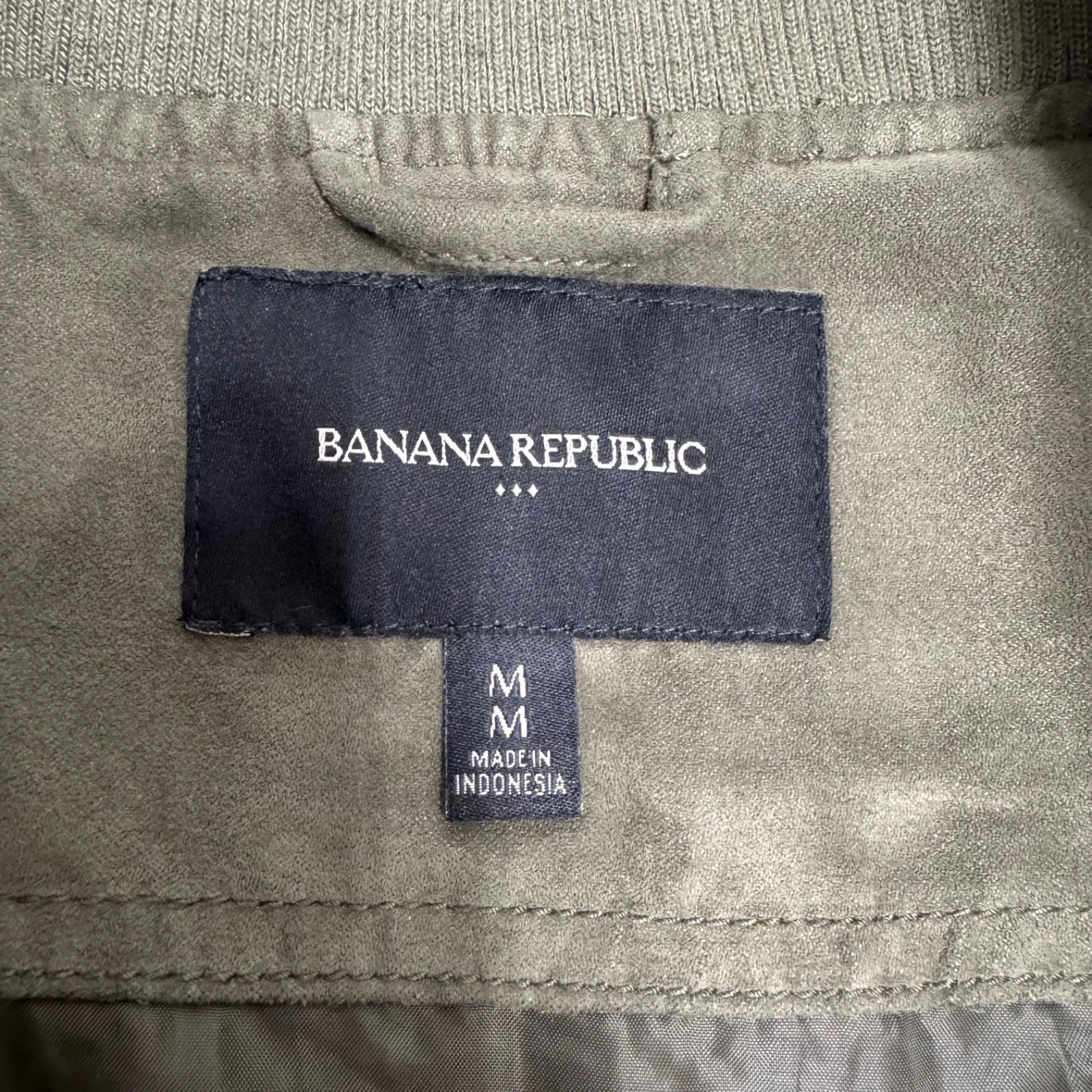 Banana Republic Men’s M Bomber Jacket Faux Vegan Suede Full Zip Pockets Green - product detail image 7