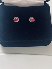 14k Gold Studded Ruby Earrings For Pierced Ears
