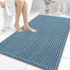 Bathroom Rug Mat 44x32 Thick Soft Absorbent Chenille Non Slip Airy Blue OLANLY