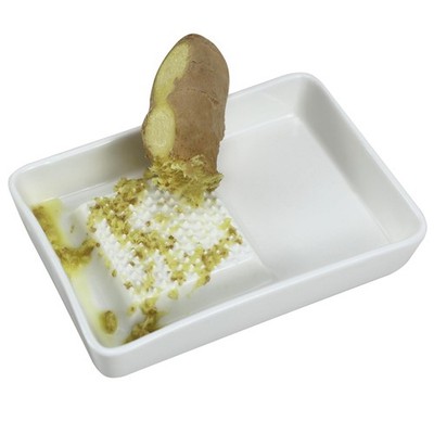 EIKS Ceramics Grater Plate for Ginger Garlic Wasabi Rectangle-shaped, White