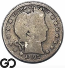 1897-S Barber Quarter, Better Date, 542k Minted