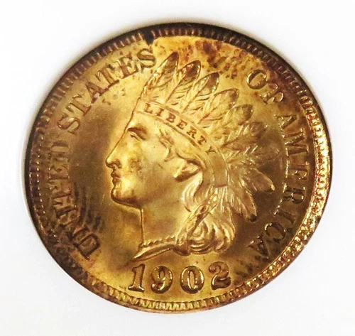 1902 Indian Head cent__NGC MS 64 RD RED