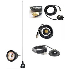 Black Mobile Radio Antenna VHF UHF Tunable Hole Trunk Magnet Mount PL259 8015B