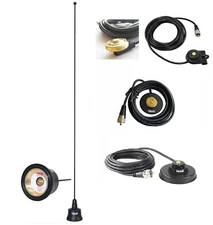 Black Mobile Radio Antenna VHF UHF Tunable Hole Trunk Magnet Mount PL259 8015B