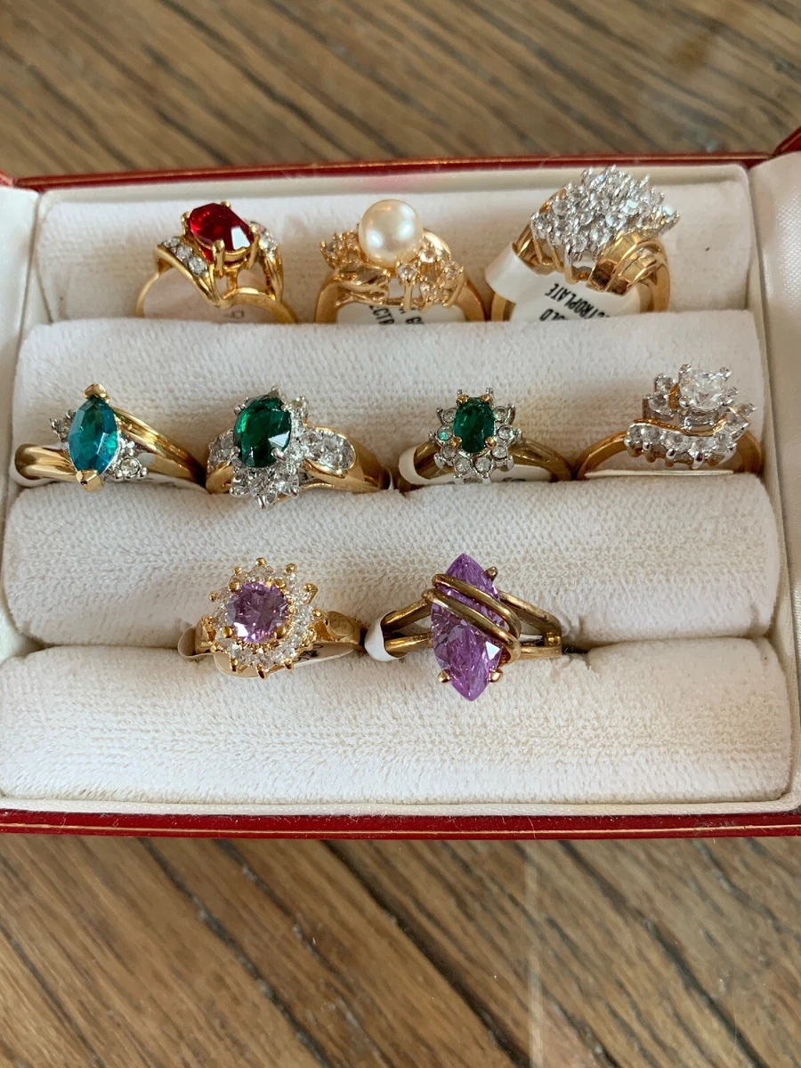 Vintage Fashion Rings W Tags 9 Total Size 6 Contempo USA Electroplated