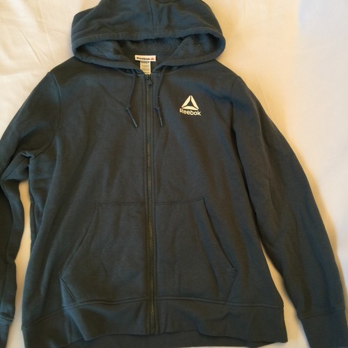 REEBOK HOODIE SWEATSHIRT WOMENS XL TEAL GREEN ZIP UP FLEECE REW233JK01 48"x25" - Picture 3 of 22